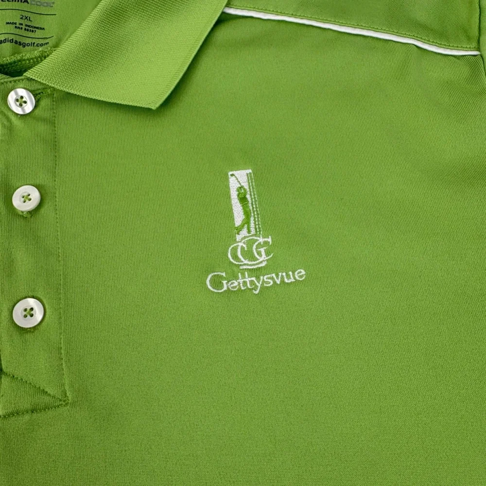 Adidas ClimaCool Mens Green Gettysvue Country Club S/S Golf Polo Shirt 2XL XXL